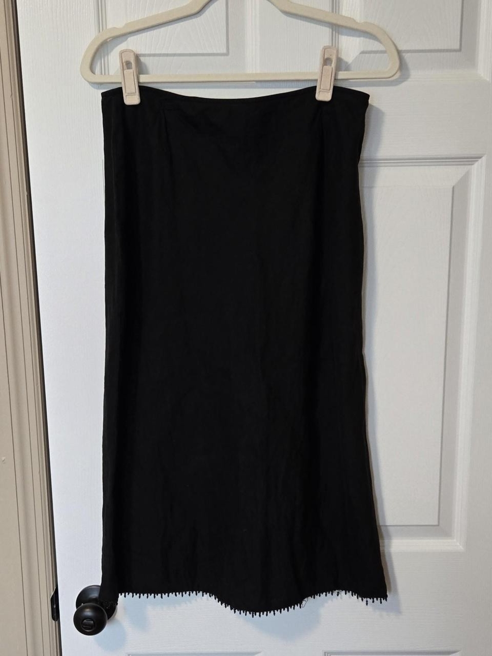 Vintage Finity Black Midi Straight Linen Skirt